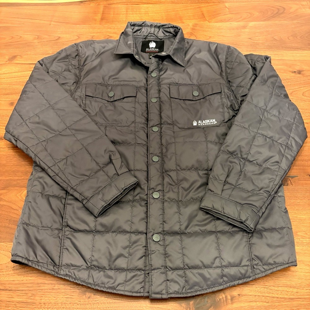Alaskan Hardgear Duluth Livengood Puff Jacket Mens L Grey Quilted Snap Packable